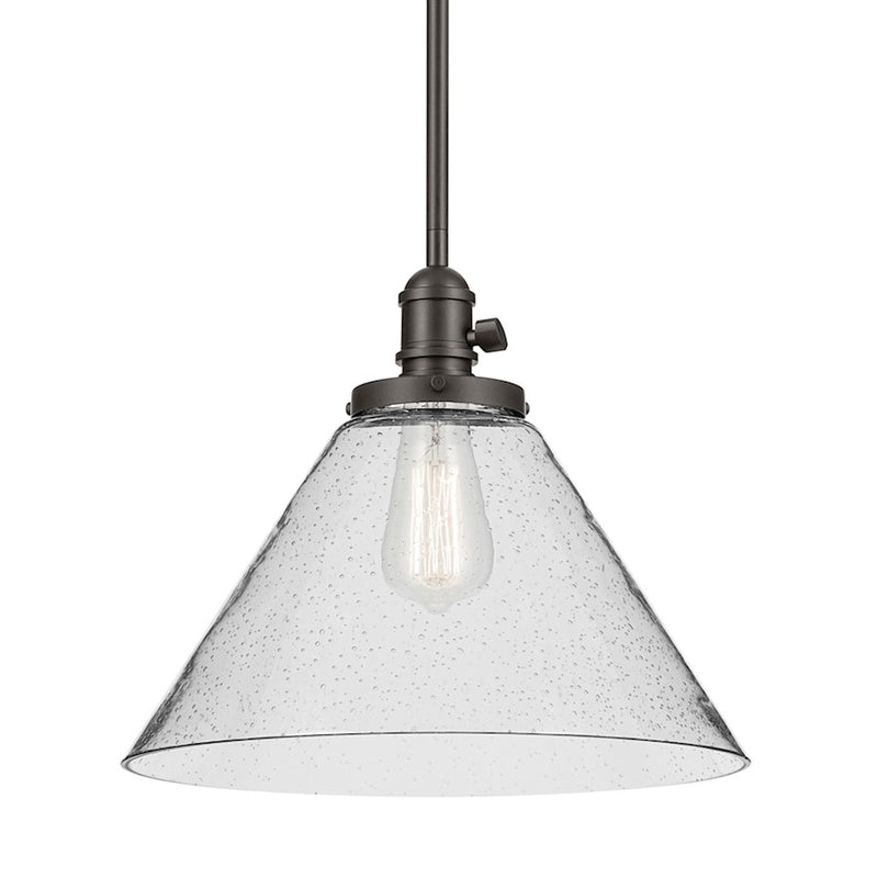 Kichler Avery 1 Light Cone 11.75" Pendant, Olde Bronze/Clear
