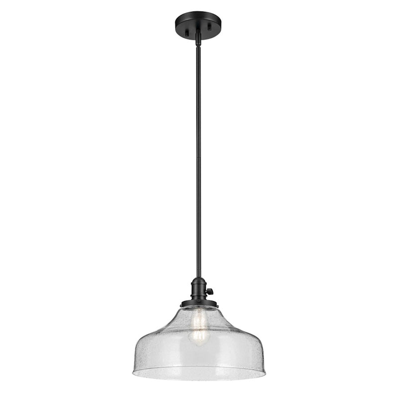 Kichler Avery 1 Light Cone 11.25" Pendant, Black/Clear