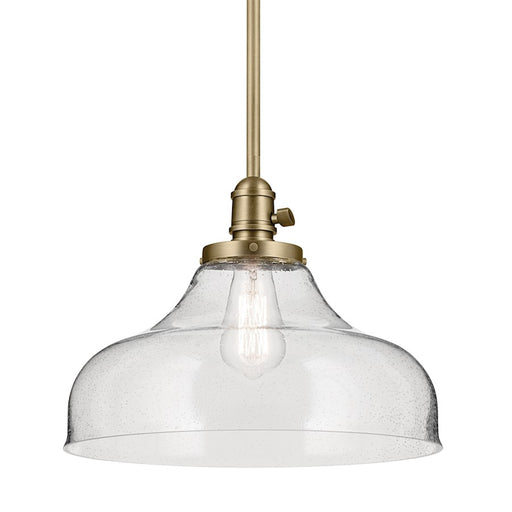 Kichler Avery 1 Light Cone 11.25" Pendant, Natural Brass/Clear