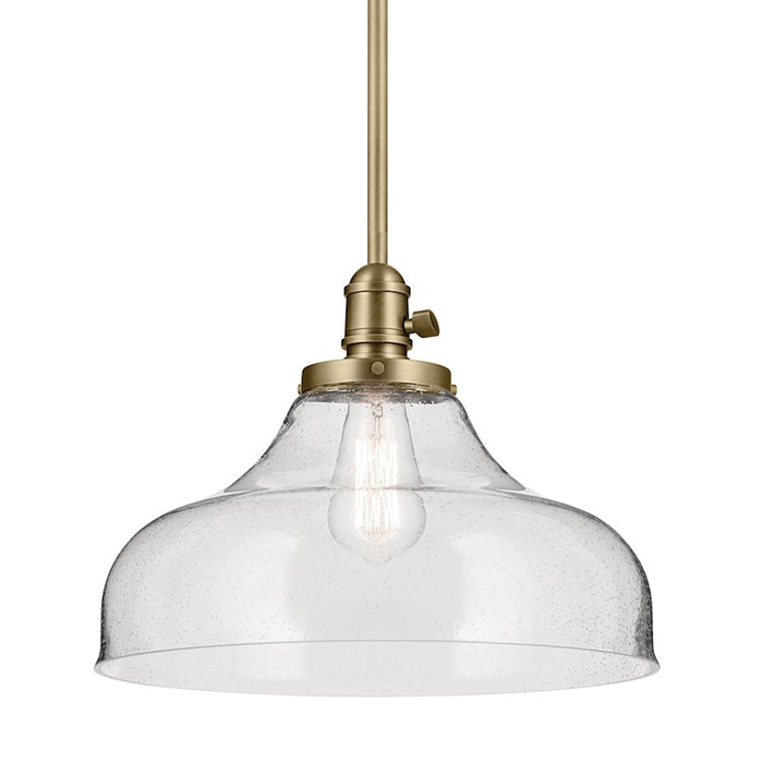 Kichler Avery 1 Light Cone 11.25" Pendant, Natural Brass/Clear