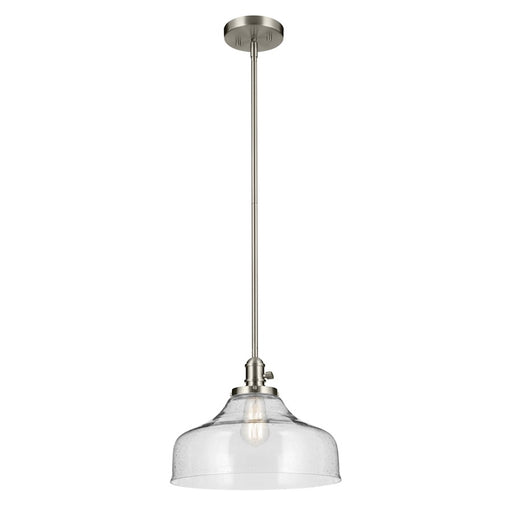 Kichler Avery 1 Light Cone 11.25" Pendant, Brushed Nickel/Clear