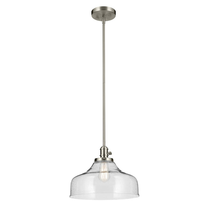 Kichler Avery 1 Light Cone 11.25" Pendant, Brushed Nickel/Clear