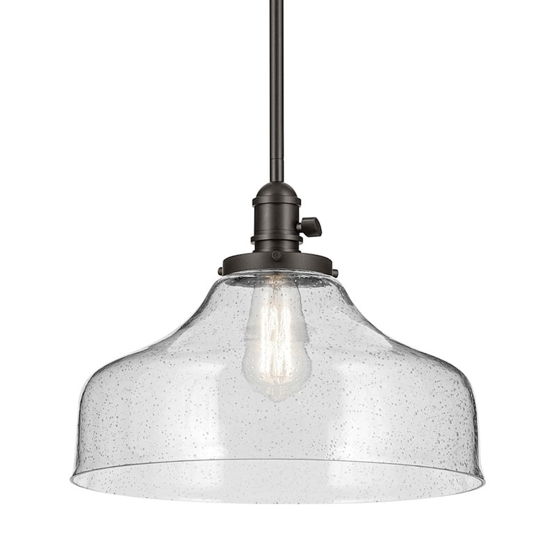 Kichler Avery 1 Light Cone 11.25" Pendant, Olde Bronze/Clear