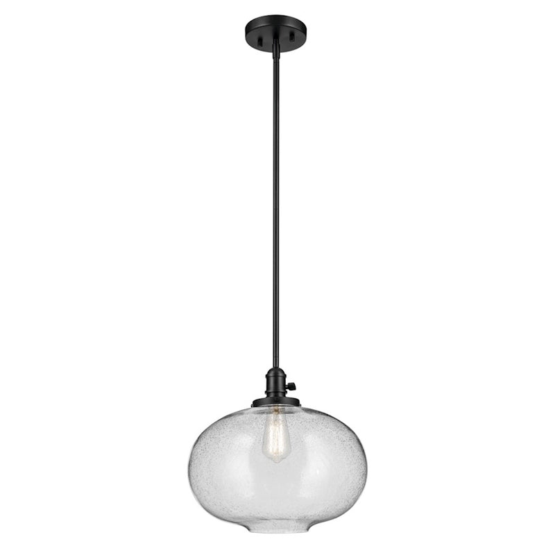 Kichler Avery 1 Light Globe 14" Pendant, Black/Clear