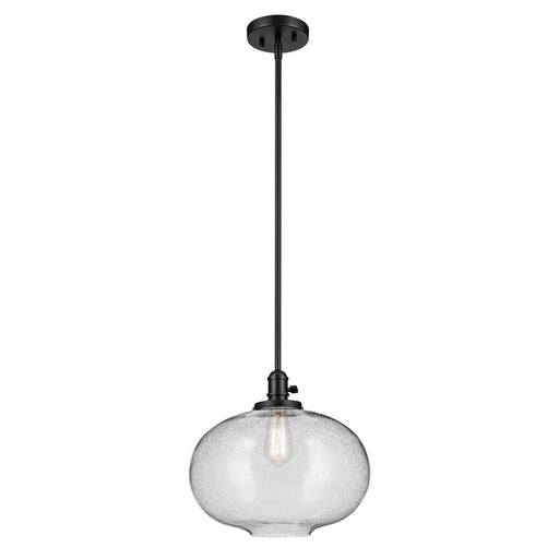 Kichler Avery 1 Light Globe 14" Pendant, Black/Clear - 43911BK