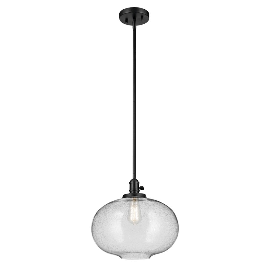 Kichler Avery 1 Light Globe 14" Pendant, Black/Clear