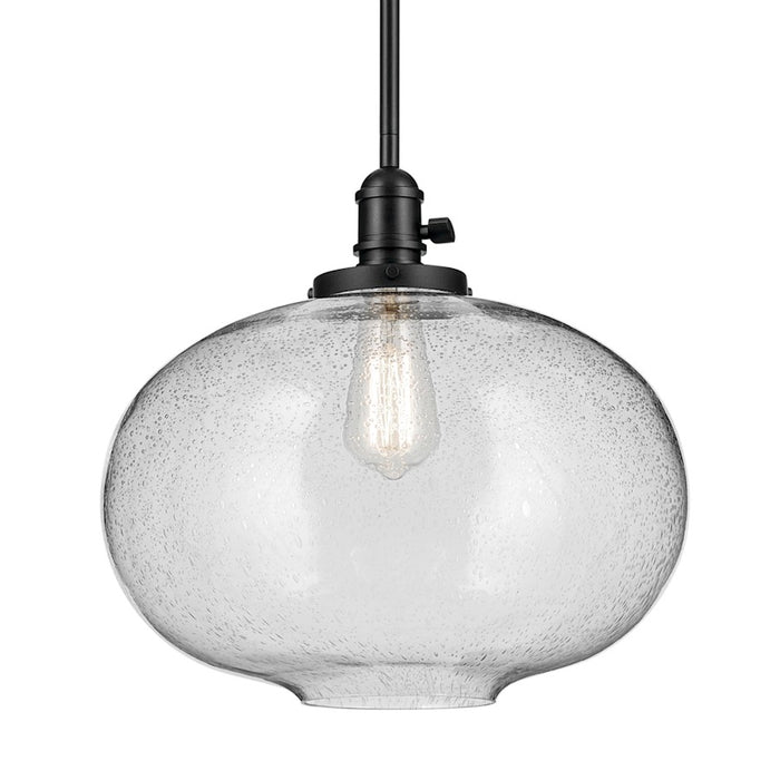 Kichler Avery 1 Light Globe 14" Pendant, Black/Clear