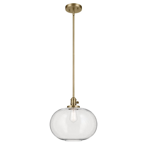 Kichler Avery 1 Light Globe 14" Pendant, Natural Brass/Clear