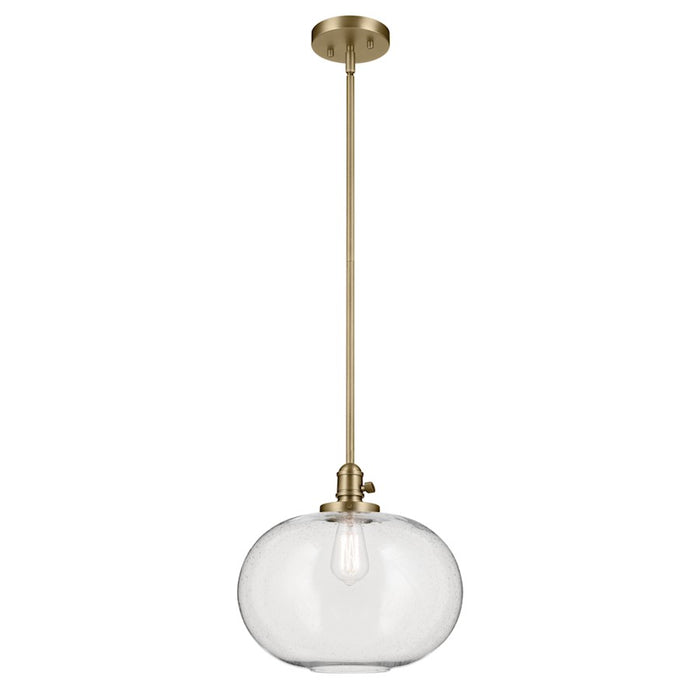 Kichler Avery 1 Light Globe 14" Pendant, Natural Brass/Clear