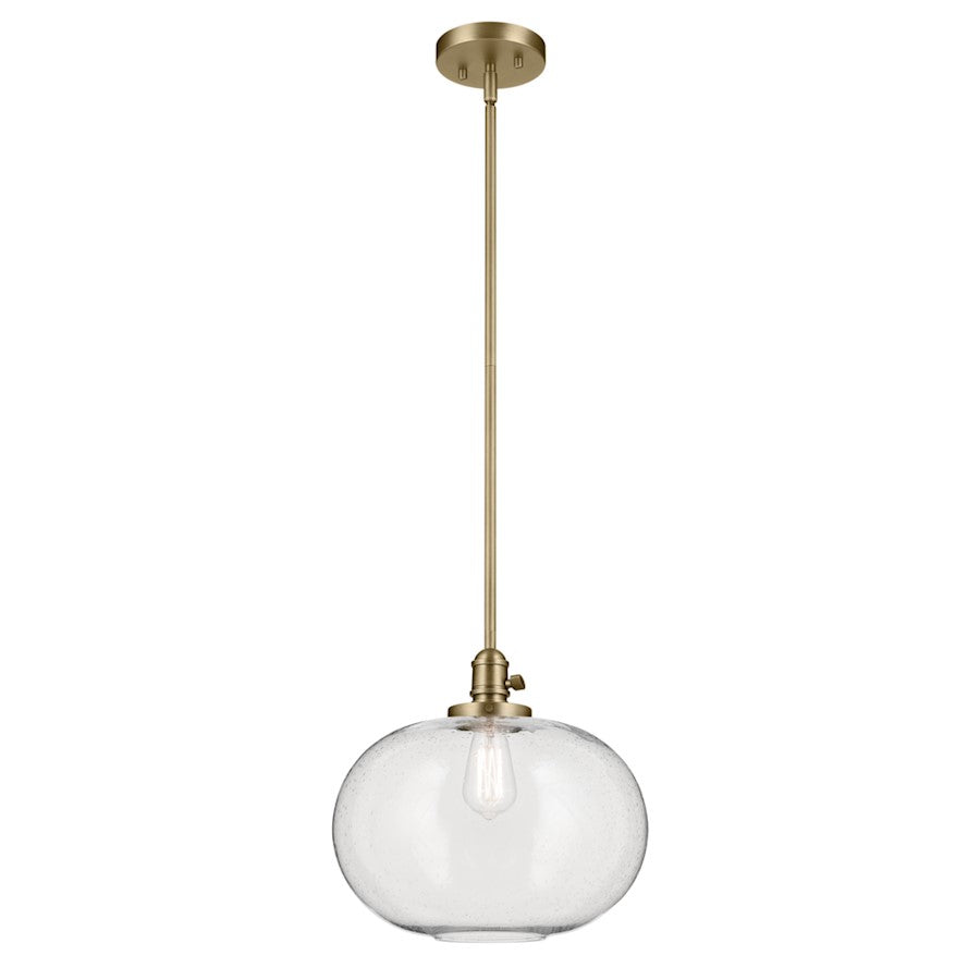 Kichler Avery 1 Light Globe 14" Pendant, Natural Brass/Clear