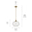 Kichler Avery 1 Light Globe 14" Pendant, Natural Brass/Clear