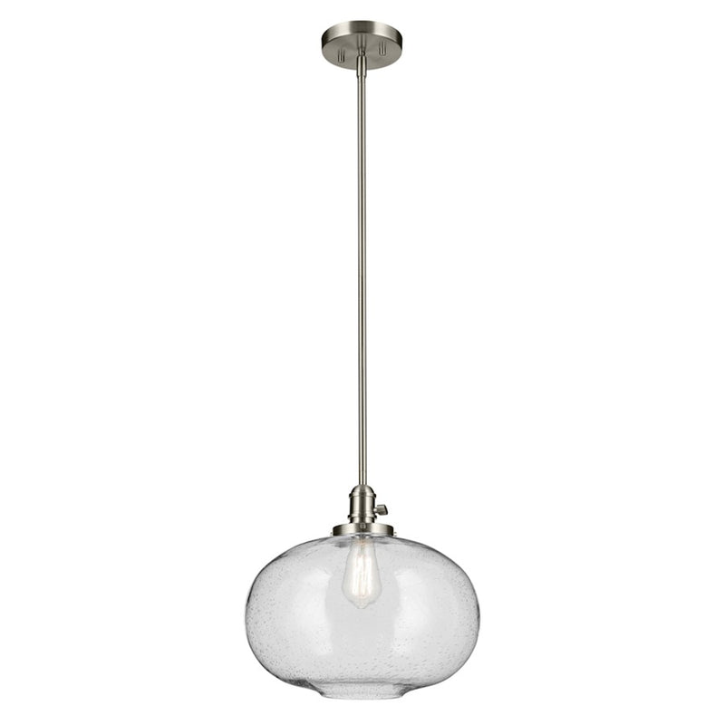 Kichler Avery 1 Light Globe 14" Pendant, Brushed Nickel/Clear