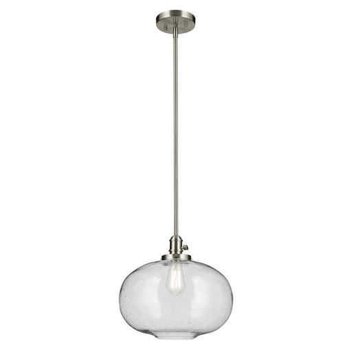 Kichler Avery 1 Light Globe 14" Pendant, Brushed Nickel/Clear
