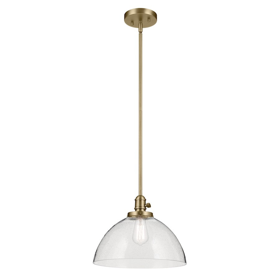 Kichler Avery 1 Light Dome 11" Pendant, Natural Brass/Clear