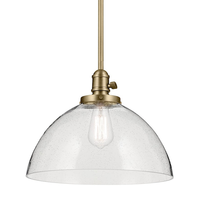 Kichler Avery 1 Light Dome 11" Pendant, Natural Brass/Clear