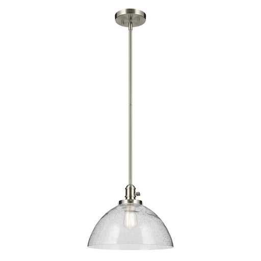 Kichler Avery 1 Light Dome 11" Pendant, Brushed Nickel/Clear
