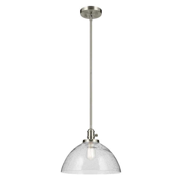 Kichler Avery 1 Light Dome 11" Pendant, Brushed Nickel/Clear