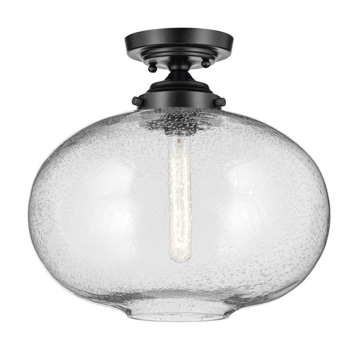 Kichler Avery 1 Light Globe 13.5" Semi Flush Light, Black/Clear