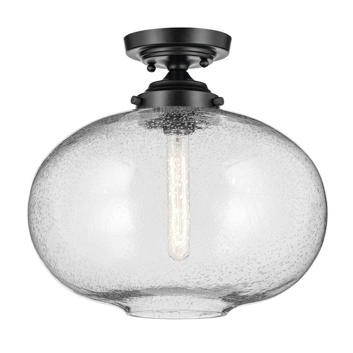 Kichler Avery 1 Light Globe 13.5" Semi Flush Light, Black/Clear