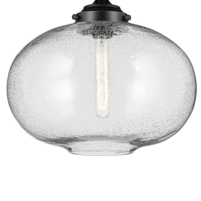 Kichler Avery 1 Light Globe 13.5" Semi Flush Light, Black/Clear