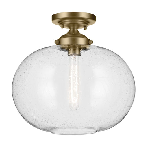 Kichler Avery 1 Light Globe 13.5" Semi Flush Light, Brass/Clear