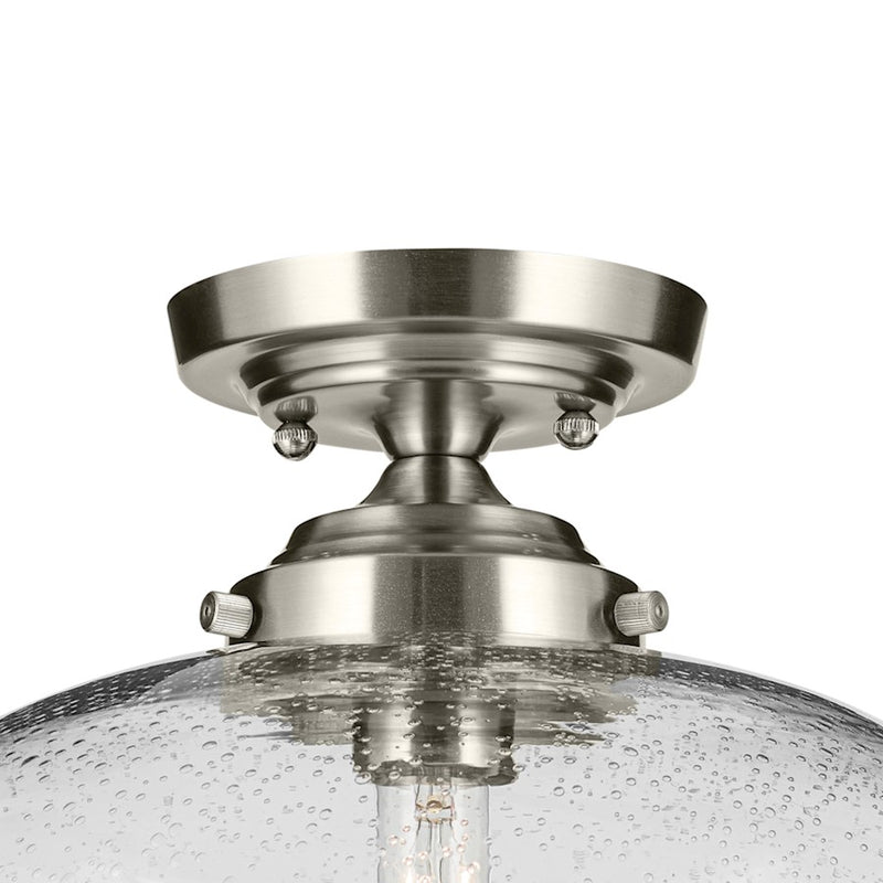 Kichler Avery 1 Light Globe 13.5" Semi Flush Light, Nickel/Clear