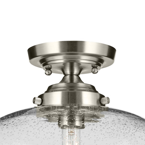 Kichler Avery 1 Light Globe 13.5" Semi Flush Light, Nickel/Clear