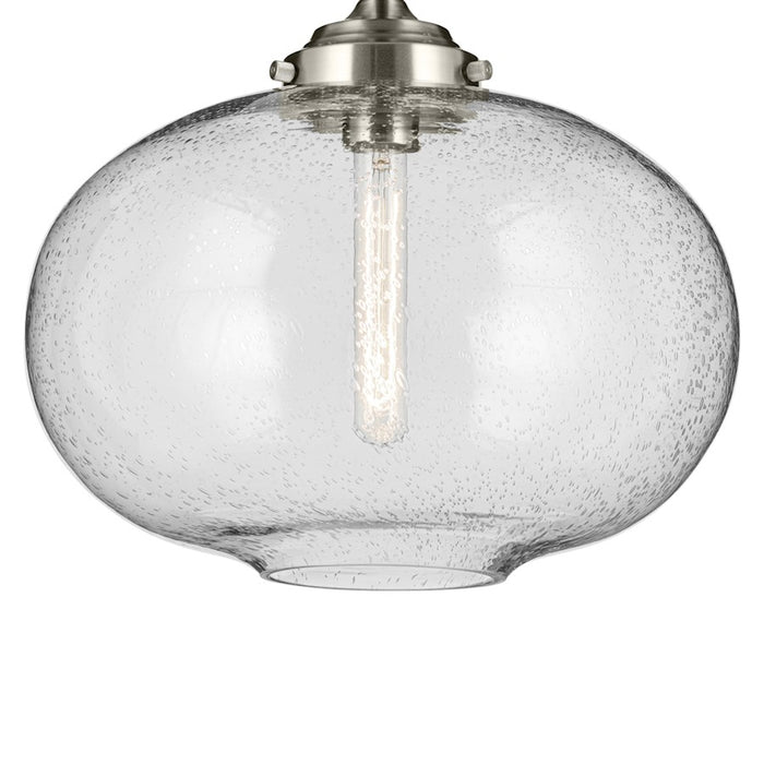 Kichler Avery 1 Light Globe 13.5" Semi Flush Light, Nickel/Clear