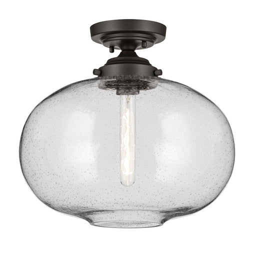 Kichler Avery 1 Light Globe 13.5" Semi Flush Light, Olde Bronze/Clear