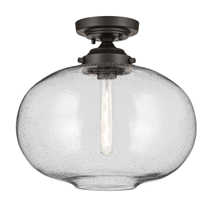 Kichler Avery 1 Light Globe 13.5" Semi Flush Light, Olde Bronze/Clear