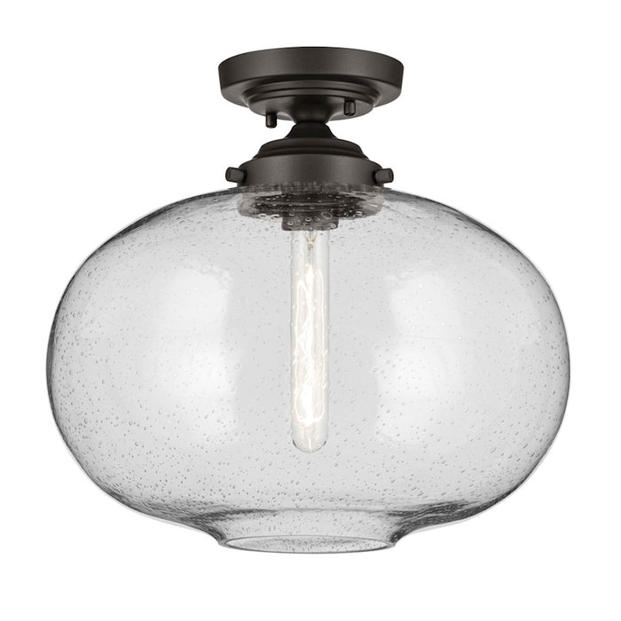 Kichler Avery 1 Light Globe 13.5" Semi Flush Light, Olde Bronze/Clear - 43913OZ