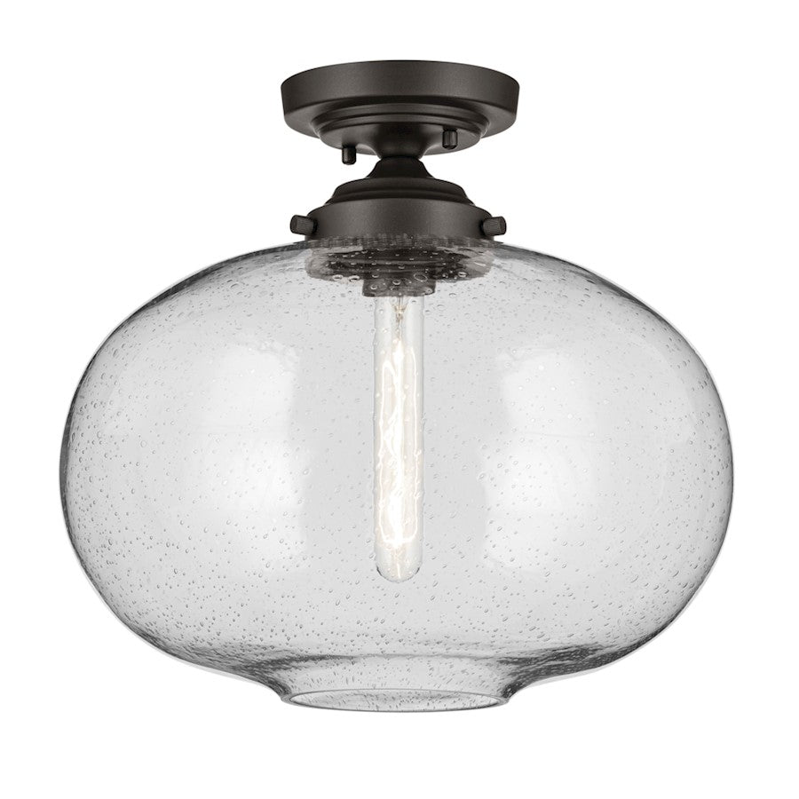 Kichler Avery 1 Light Globe 13.5" Semi Flush Light, Olde Bronze/Clear - 43913OZ