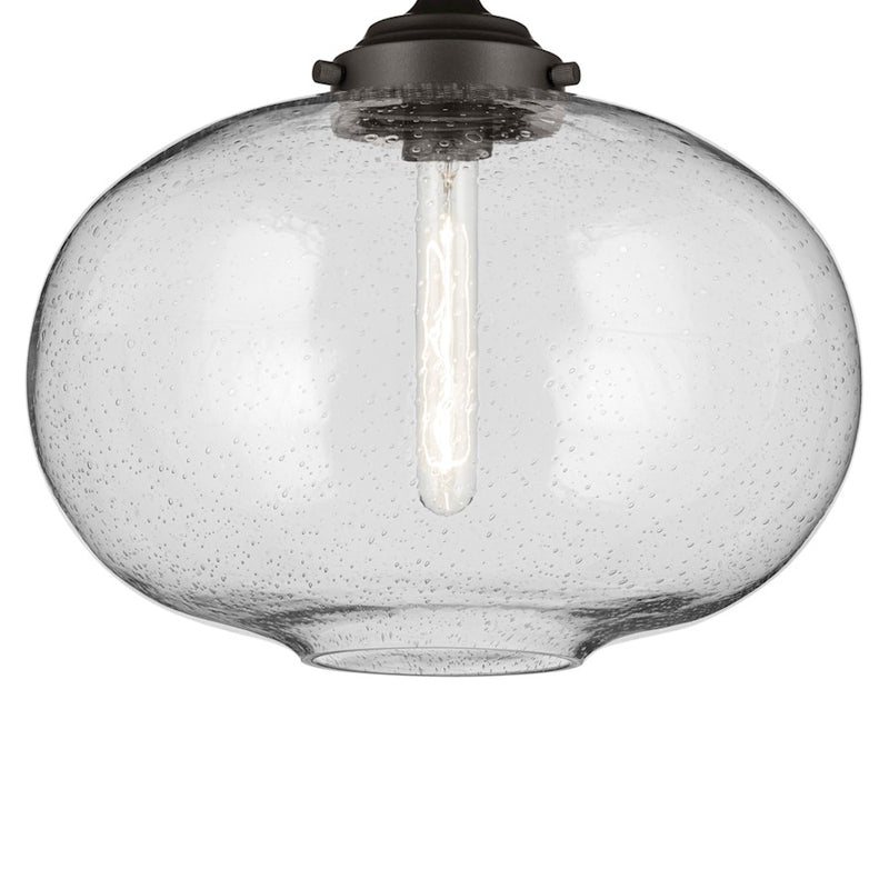 Kichler Avery 1 Light Globe 13.5" Semi Flush Light, Olde Bronze/Clear