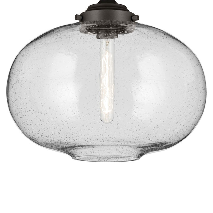 Kichler Avery 1 Light Globe 13.5" Semi Flush Light, Olde Bronze/Clear