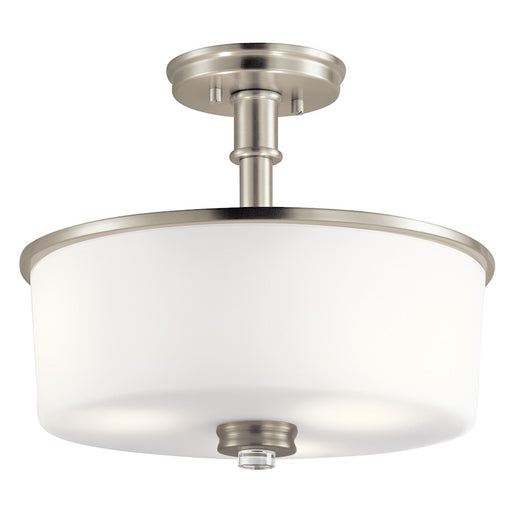 Kichler Joelson 14in 3-Light Semi-Flush Mount | Transitional Brushed Nickel and Satin Etched White Glass | Living Room & Bedroom | Model 43926NI
