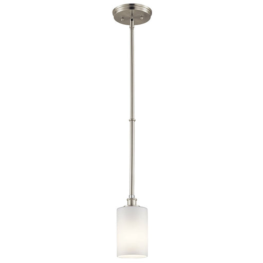 Kichler Joelson 1-Light Mini Pendant | Transitional Brushed Nickel and Satin Etched Opal Glass | Kitchen Island & Dining Room | Model 43927NI