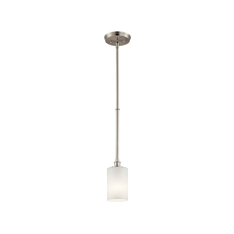 Kichler Joelson 4in 1-Light LED Mini Pendant | Transitional Brushed Nickel and Satin Etched Cased Opal Glass | Kitchen Island | Model 43927NIL18