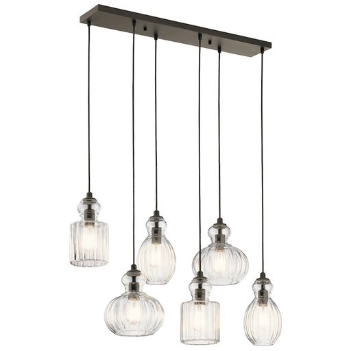 Kichler Riviera Linear 36in 6-Light Chandelier | Transitional Olde Bronze | Kitchen Island & Dining Room | 36 x 12 x 10 in | Model 43950OZ