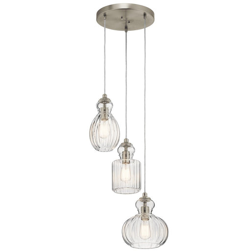 Kichler Riviera 18in 3-Light Pendant | Transitional Brushed Nickel | Kitchen Island & Dining Room | 18 x 18 x 10.25 in | Model 43952NI