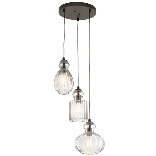 Kichler Riviera 18in 3-Light Pendant | Olde Bronze Steel | Kitchen Island & Dining Room | 18 x 18 x 10.25 in | Model 43952OZ