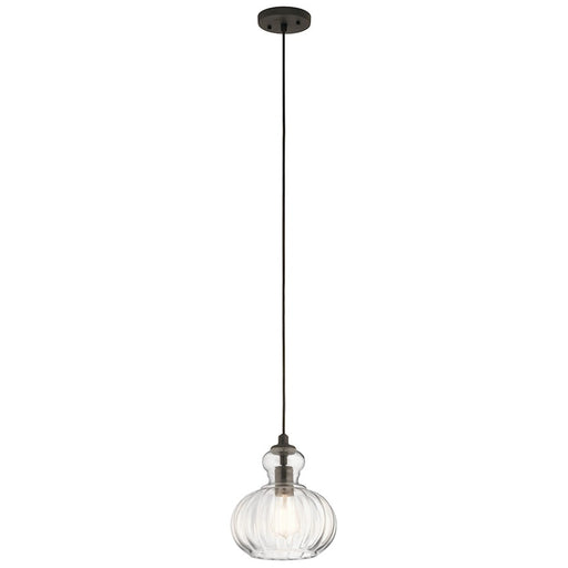 Kichler Riviera Mini 9in 1-Light Pendant | Transitional Olde Bronze Finish | Kitchen Island & Dining Room | 9 x 9 x 10 in | Model 43956OZ