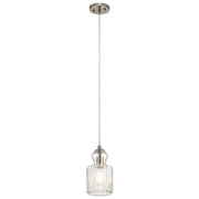 Kichler Riviera Mini 1-Light Pendant | Transitional Brushed Nickel | Kitchen Island & Dining Room Accent | 6 x 6 x 11 in | Model 43957NI