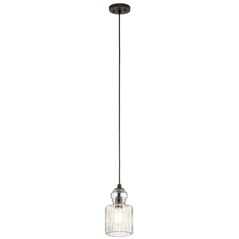 Kichler Riviera Mini 6in 1-Light Pendant | Olde Bronze | Kitchen Island & Dining Room | Dry Rated, 60W Max | Model 43957OZ