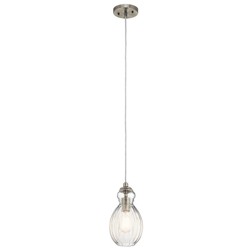 Kichler Riviera Mini 6in 1-Light Pendant | Transitional Brushed Nickel | Kitchen Island & Dining Room | 6 x 6 x 11.25 in | Model 43959NI