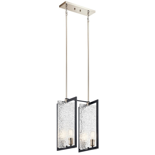 Kichler Forge 20in 4-Light Foyer Pendant | Black Steel and Slumped Glass | Entryway & Stairwell | 19.75 x 16 x 22.25 in | Model 43980BK