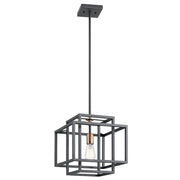 Kichler Taubert 12in 1-Light Pendant | Transitional Black Steel | Kitchen Island & Dining Room | 12 x 13 in | Model 43982BK