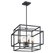 Kichler Taubert 4-Light Pendant | Transitional Black Steel | Kitchen Island & Dining Room | 18 x 16.5 in | Model 43984BK