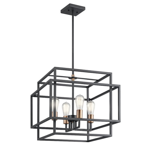 Kichler Taubert 4-Light Pendant | Transitional Black Steel | Kitchen Island & Dining Room | 18 x 16.5 in | Model 43984BK