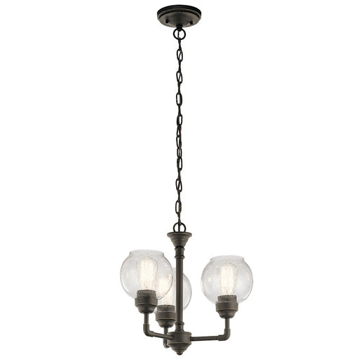 Kichler Niles 16in 3-Light Chandelier | Transitional Olde Bronze and Clear Seeded Glass | Dining Room & Foyer | 16 x 14.25 in | Model 43992OZ