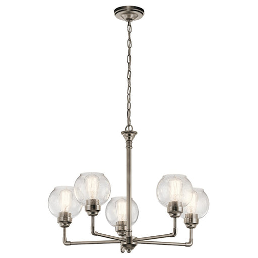 Kichler Niles 26in 5-Light Chandelier | Transitional Antique Pewter and Clear Seeded Glass | Dining Room & Living Room | Model 43993AP